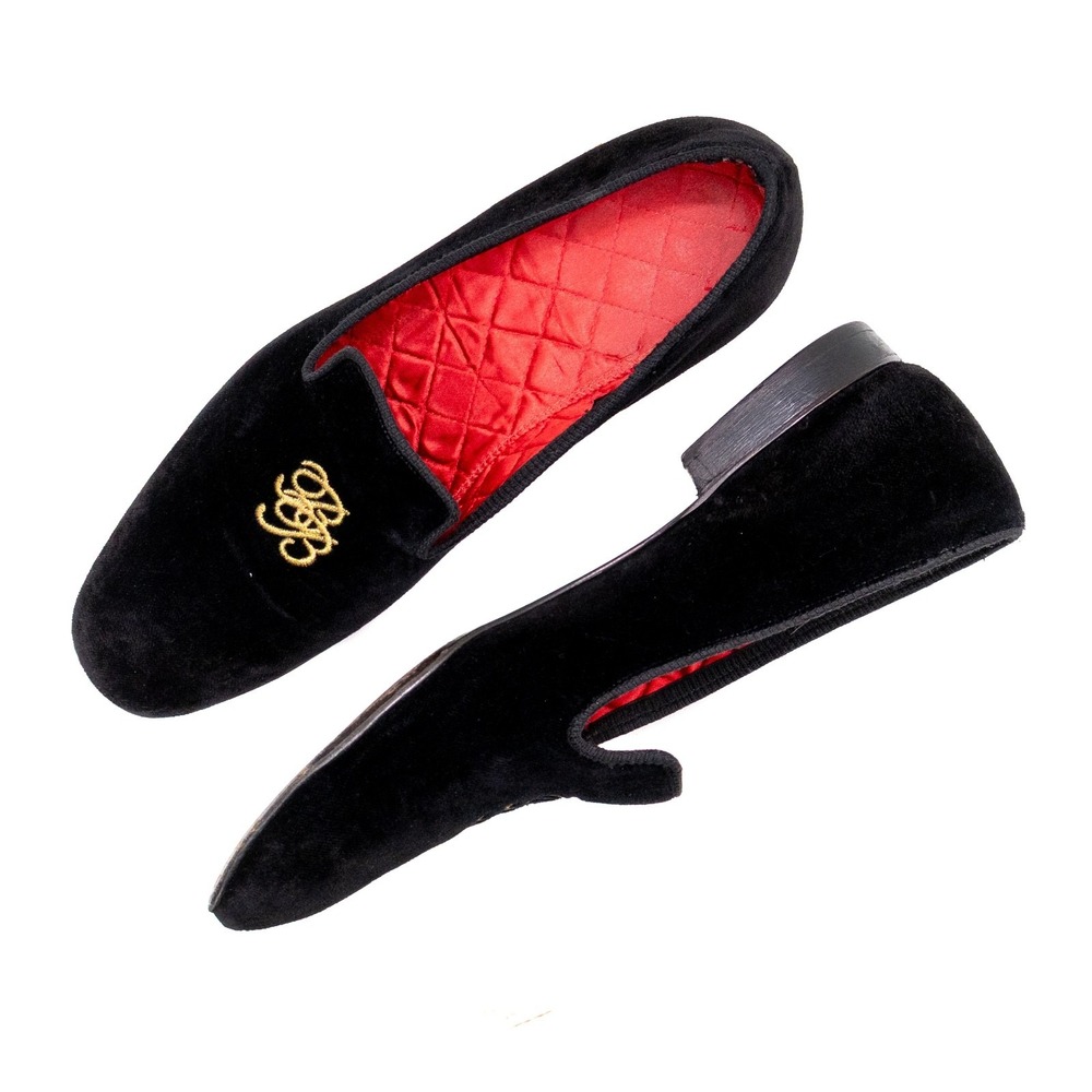 Brooks Brothers x Peal & Co. Black Velvet Smoking Slippers Size US 10.5 D - Picture 6 of 14